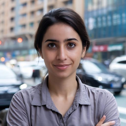 smiling-portrait-middle-eastern-israel-girl-with-crossed-arms-busy-city-urban-street
